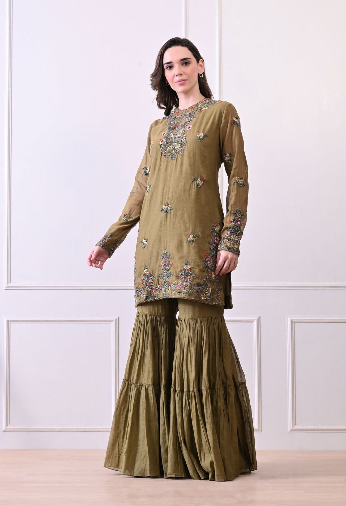 A olive kurti and palazzo set - samantchauhan Apparel & Accessories