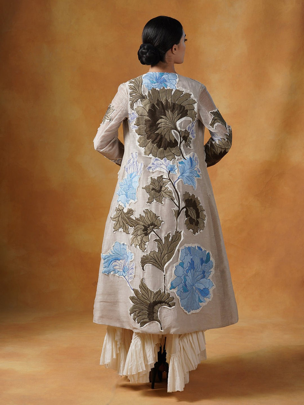 A ruffle, asymmetric cotton tube dress with embroidered jacket - samantchauhan Apparel & Accessories