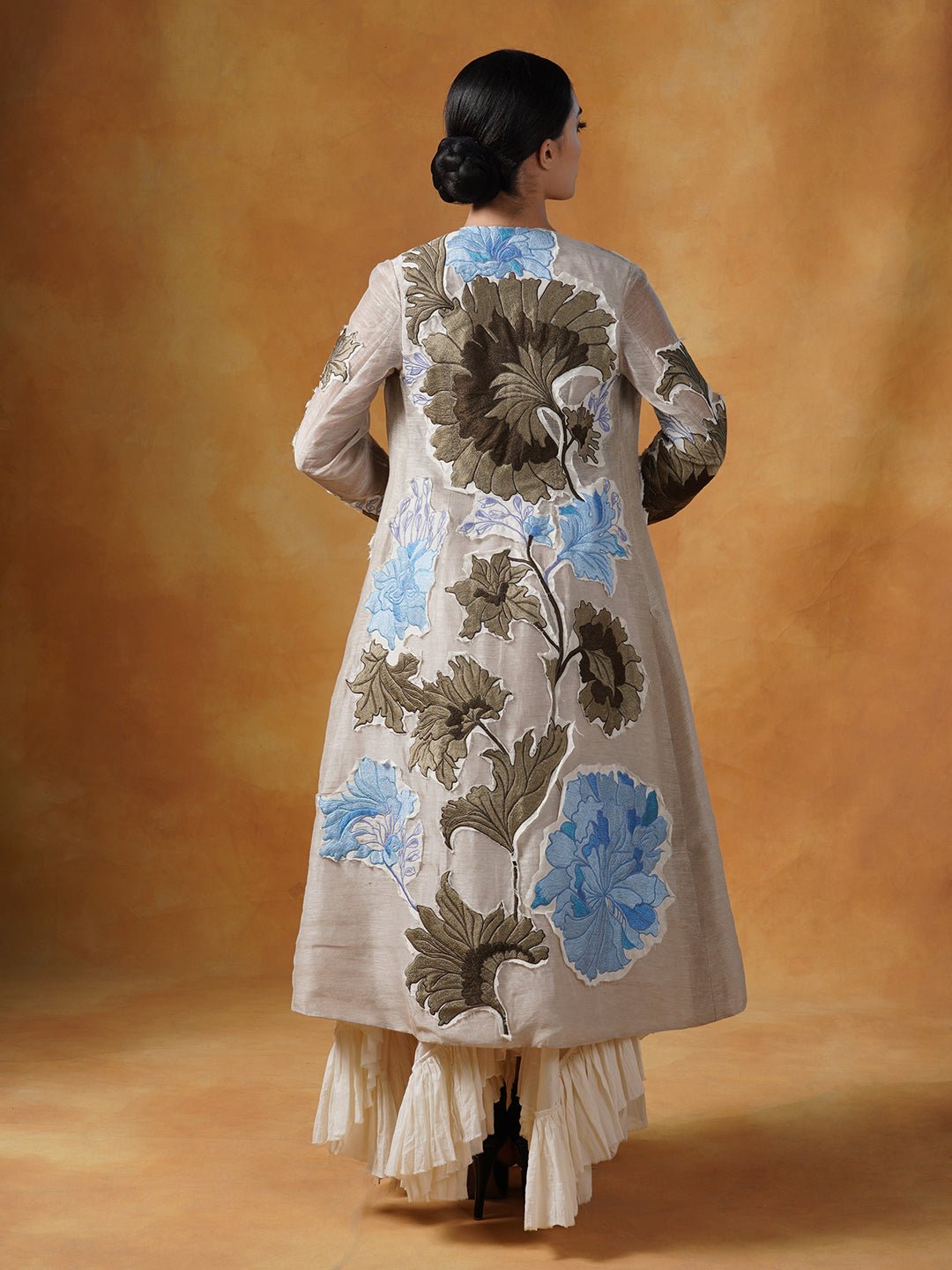A ruffle, asymmetric cotton tube dress with embroidered jacket - samantchauhan Apparel & Accessories