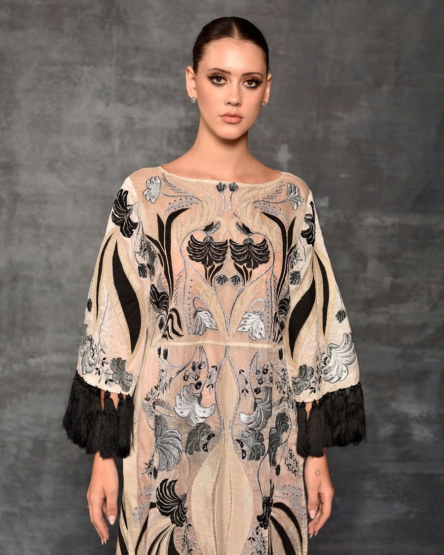 An organza base dress that is adorned with appliqué work in beautiful patterns - samantchauhan Apparel & Accessories