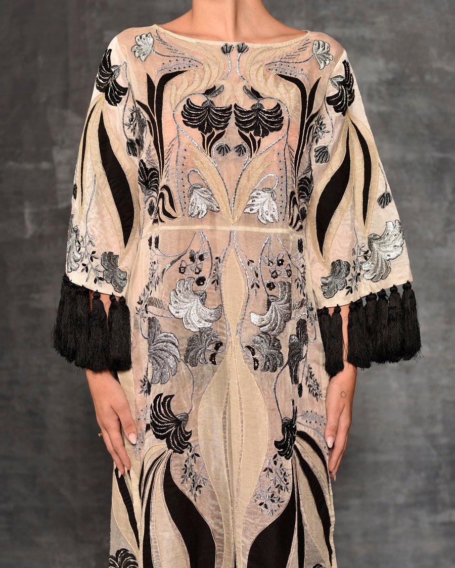 An organza base dress that is adorned with appliqué work in beautiful patterns - samantchauhan Apparel & Accessories