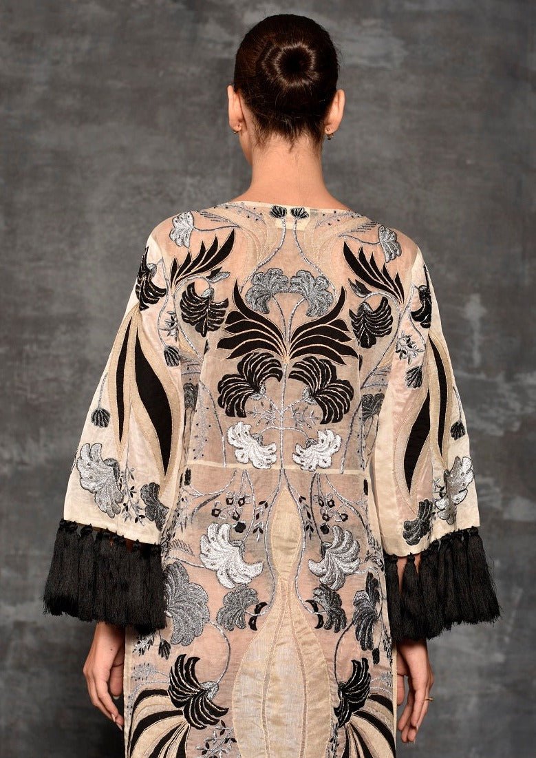 An organza base dress that is adorned with appliqué work in beautiful patterns - samantchauhan Apparel & Accessories