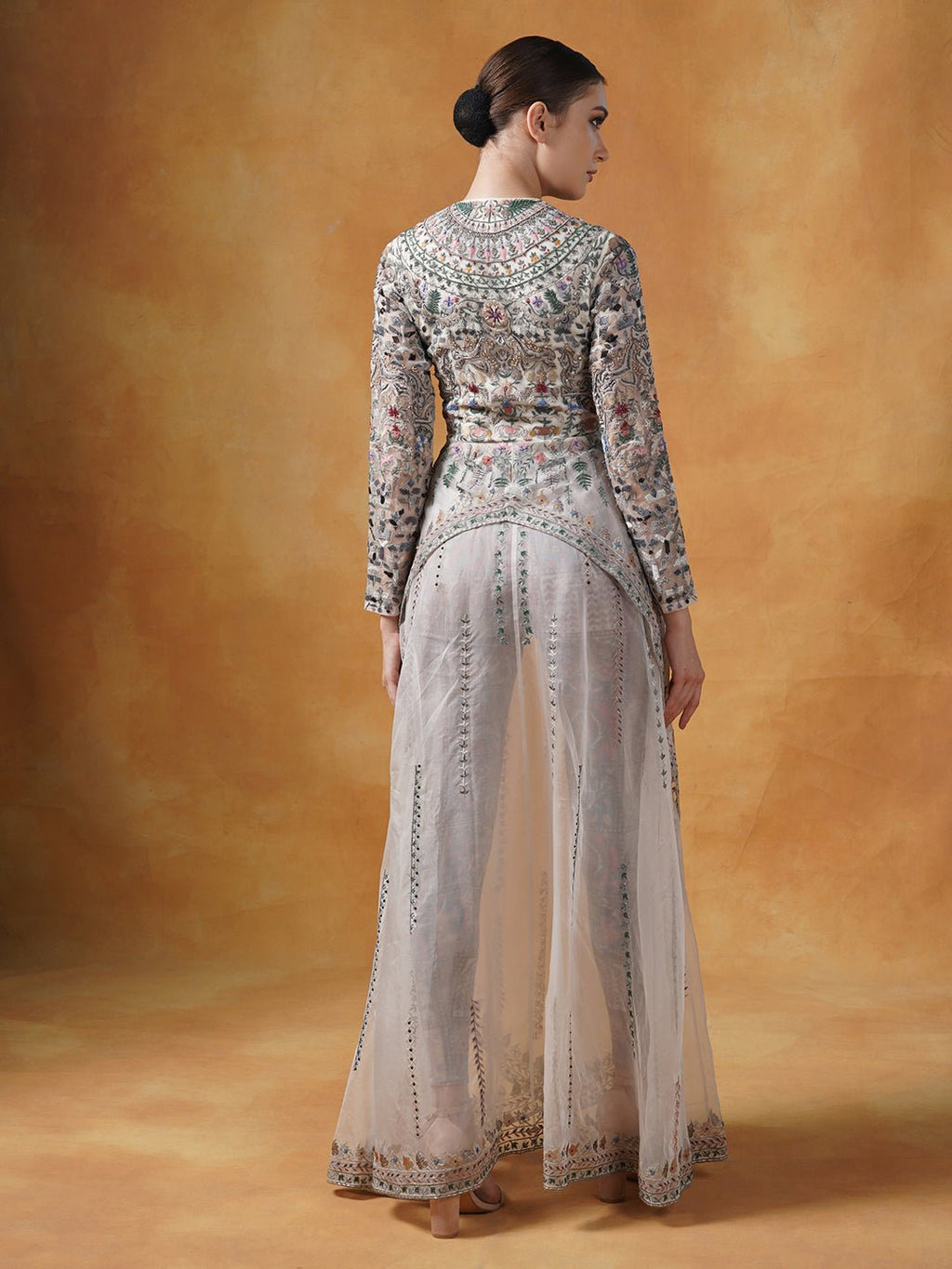 An organza jacket that is beautifully embroidered in silk yarns and pearl. - samantchauhan Apparel & Accessories