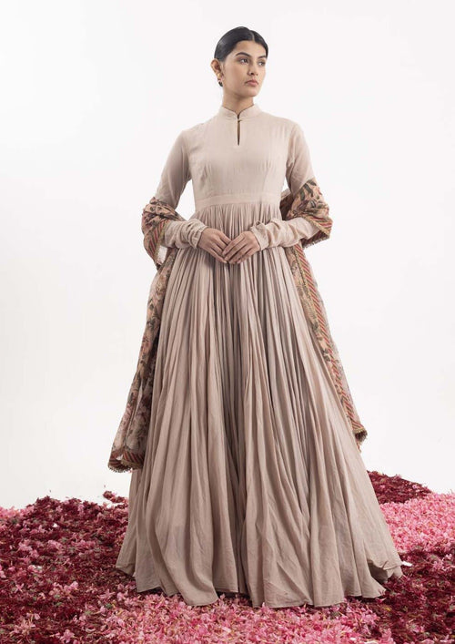 Anarkali paired with a printed dupatta. - samantchauhan Apparel & Accessories