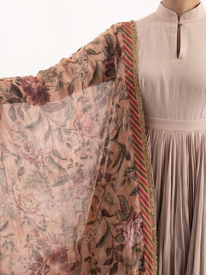 Anarkali paired with a printed dupatta. - samantchauhan Apparel &amp; Accessories