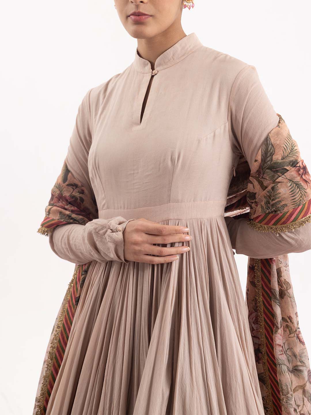 Anarkali paired with a printed dupatta. - samantchauhan Apparel &amp; Accessories
