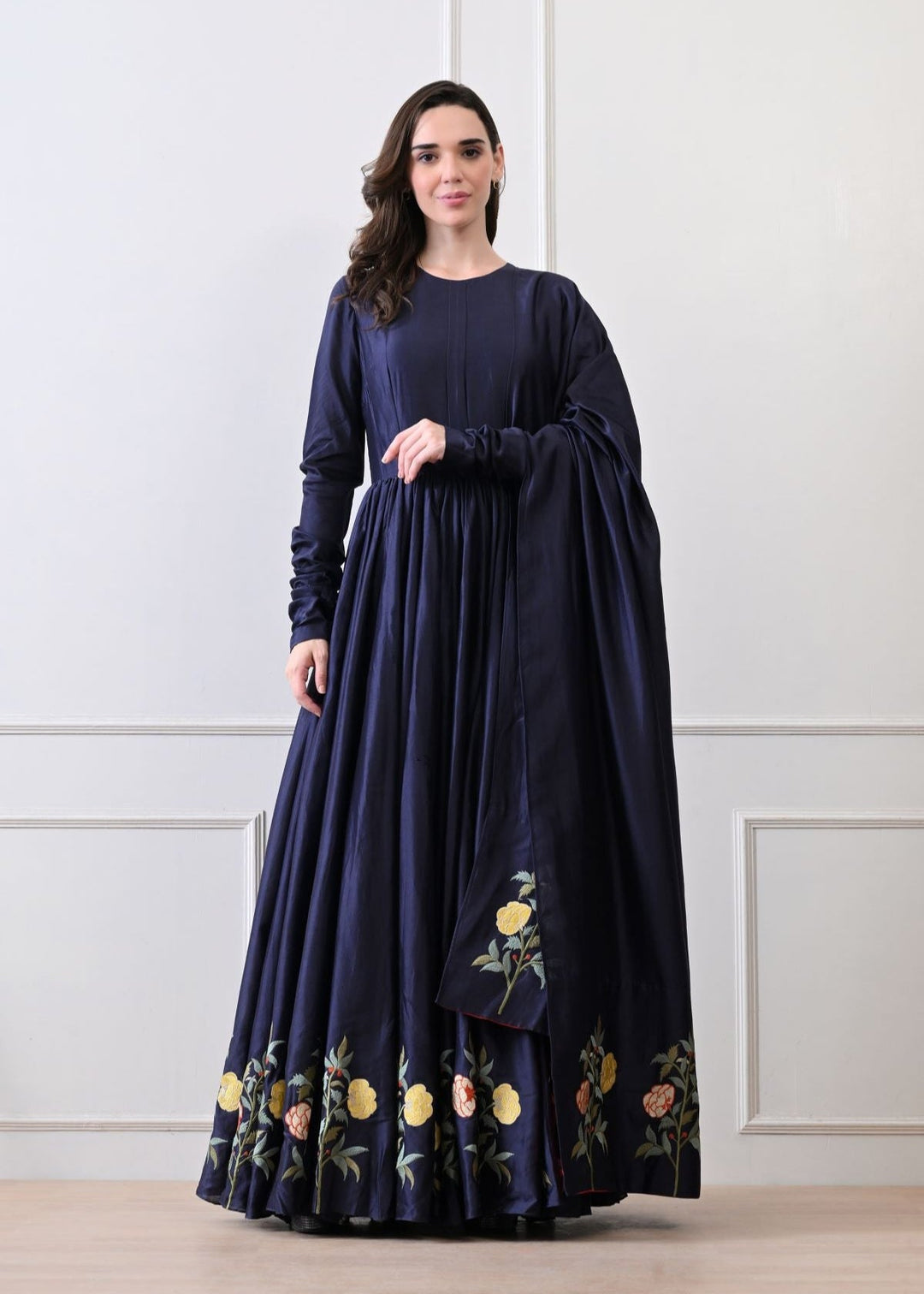 Aurelia Bloom blue Anarkali Set - samantchauhan Apparel & Accessories