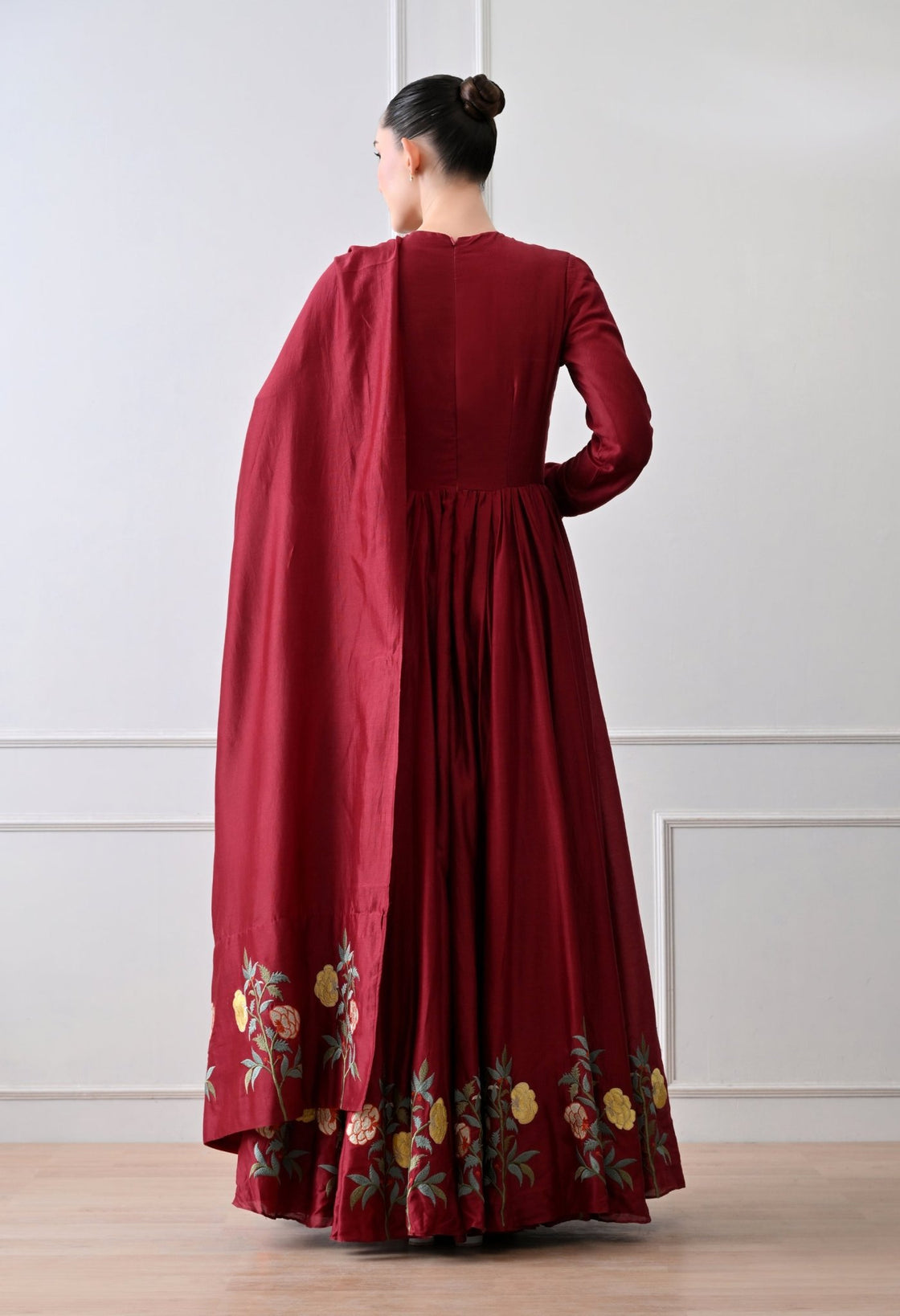 Aurelia Bloom Maroon Anarkali Set - samantchauhan Apparel & Accessories