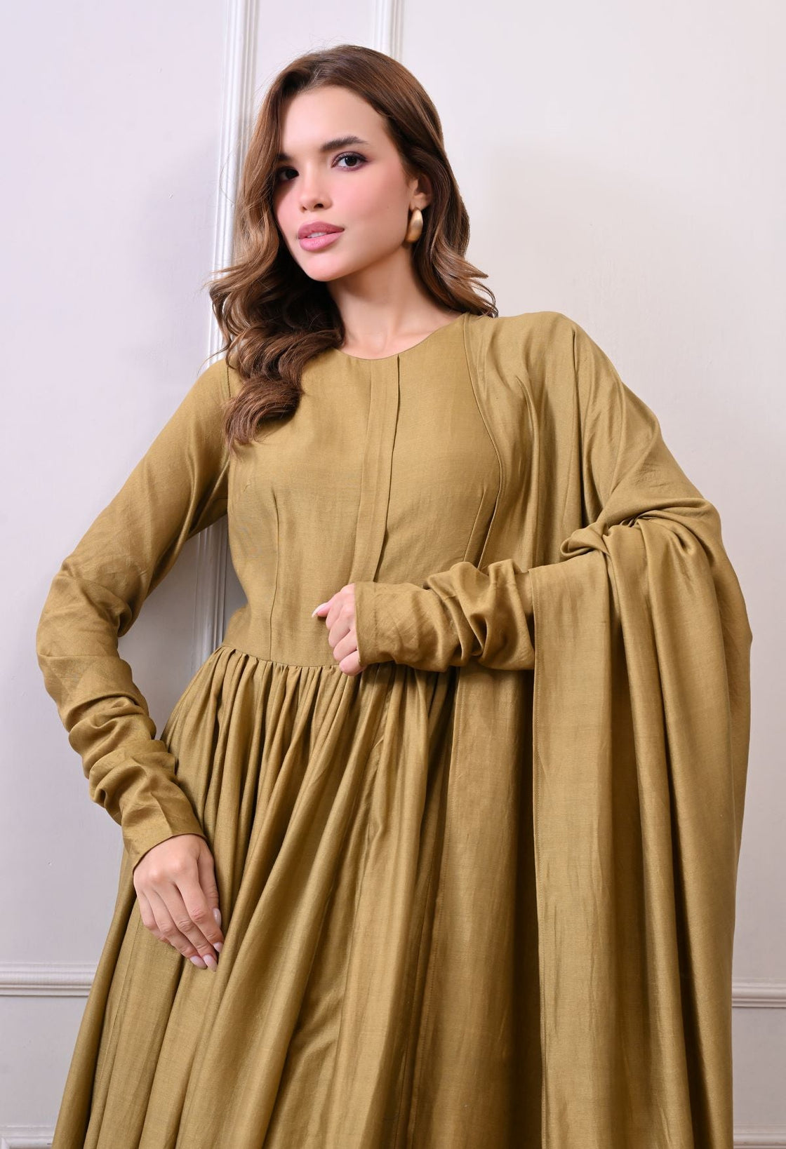 Aurelia Bloom olive Anarkali Set - samantchauhan Apparel & Accessories
