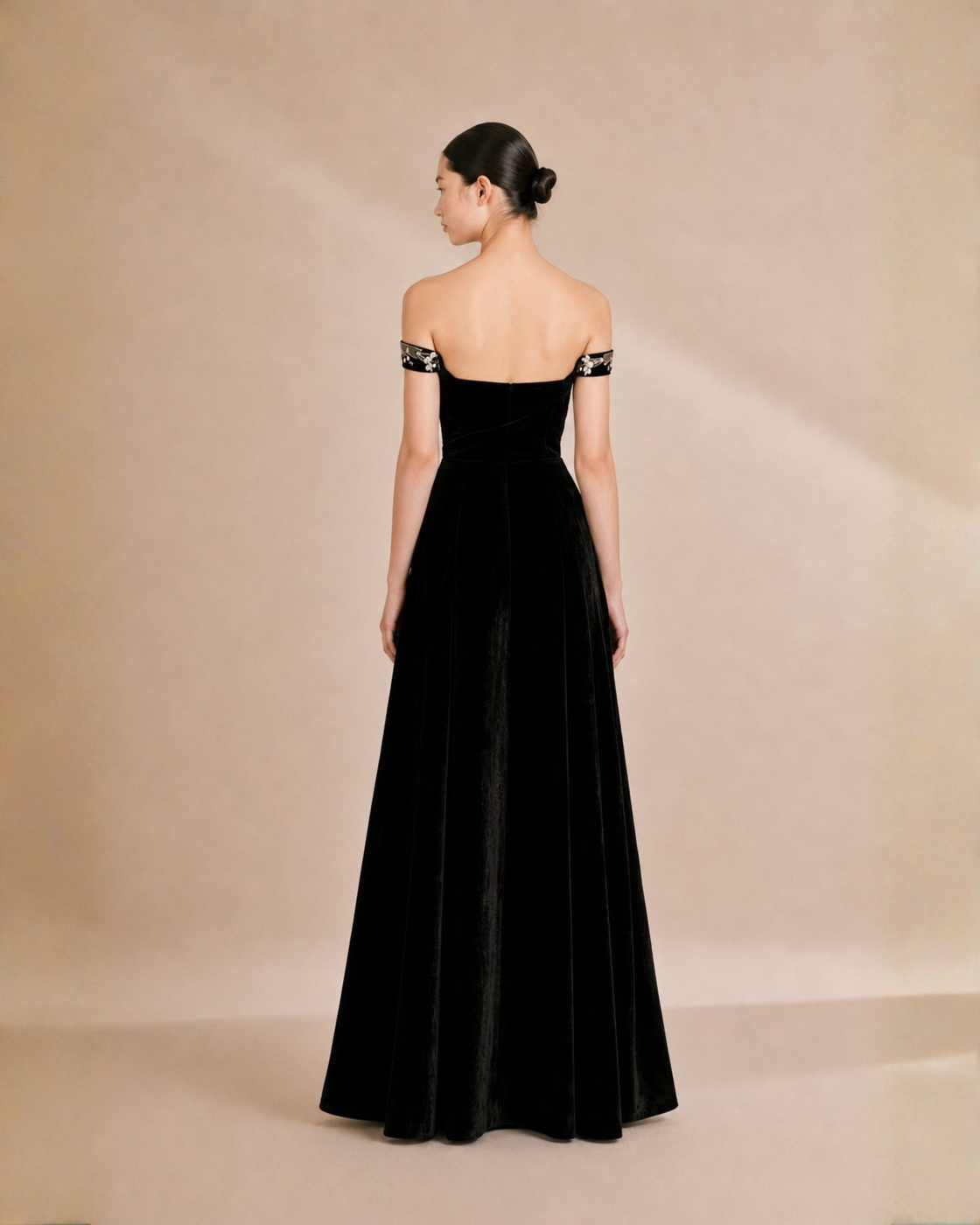 Paneled Bustier Embroidered Gown