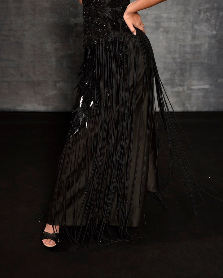 Black one - shoulder gown - samantchauhan Apparel &amp; Accessories