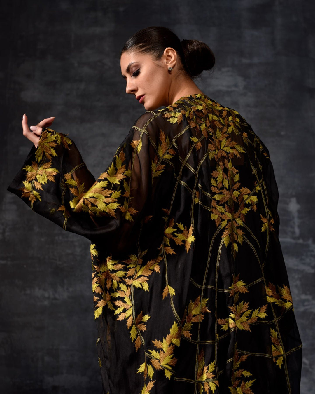Black &amp; yellow Embroidered Kaftan - samantchauhan Apparel &amp; Accessories
