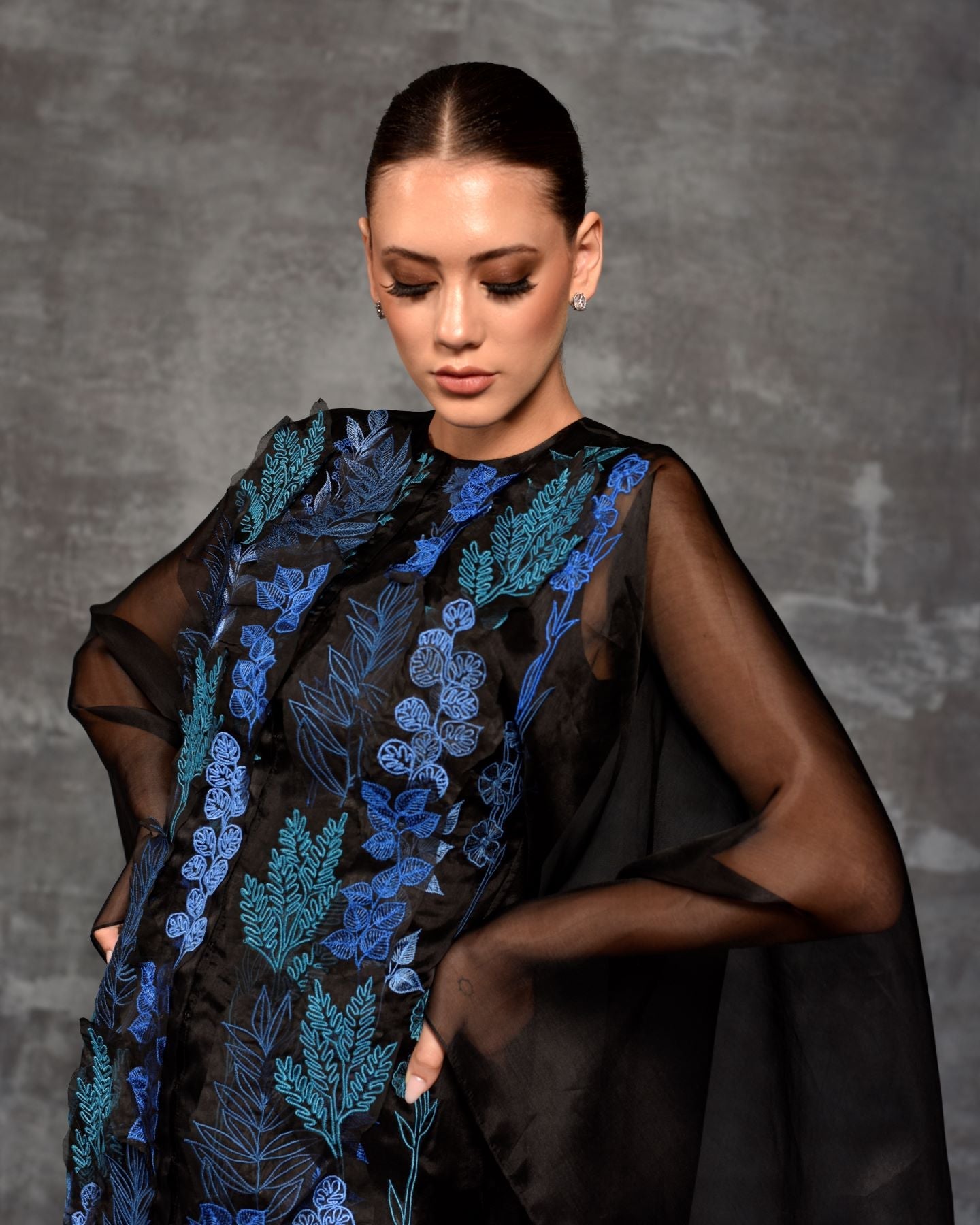 Blue embroidered maxi Dress - samantchauhan Apparel & Accessories