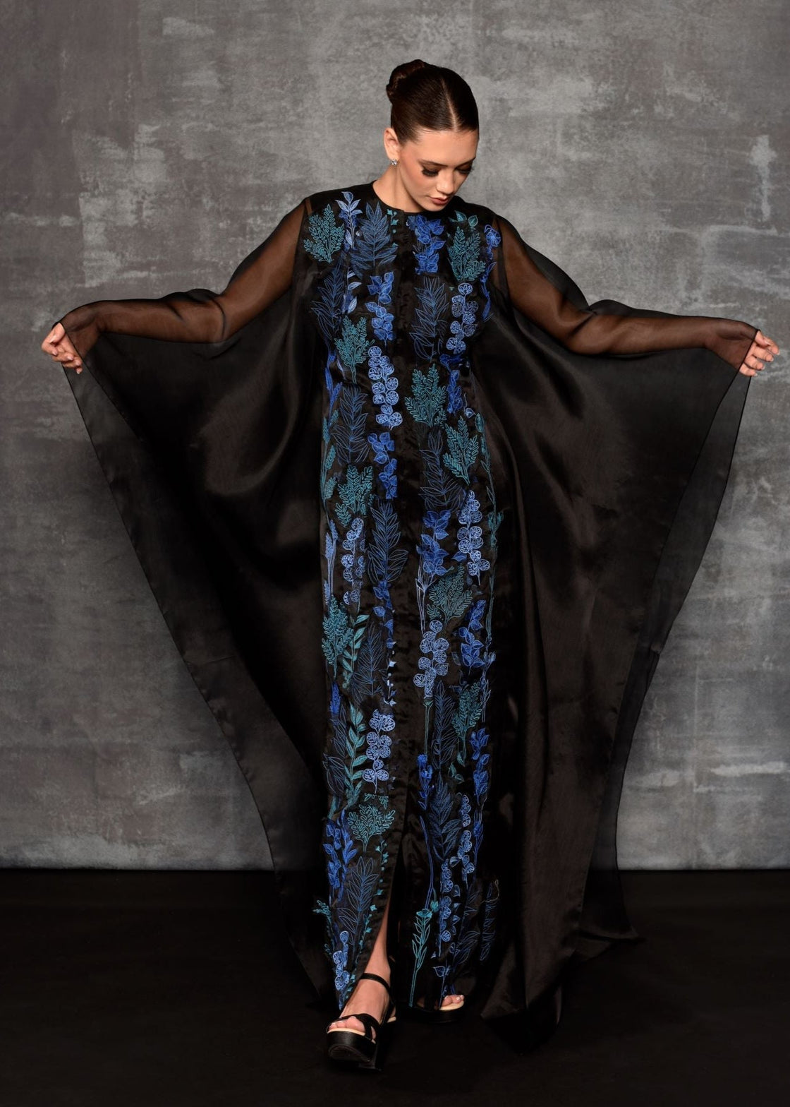 Blue embroidered maxi Dress - samantchauhan Apparel & Accessories