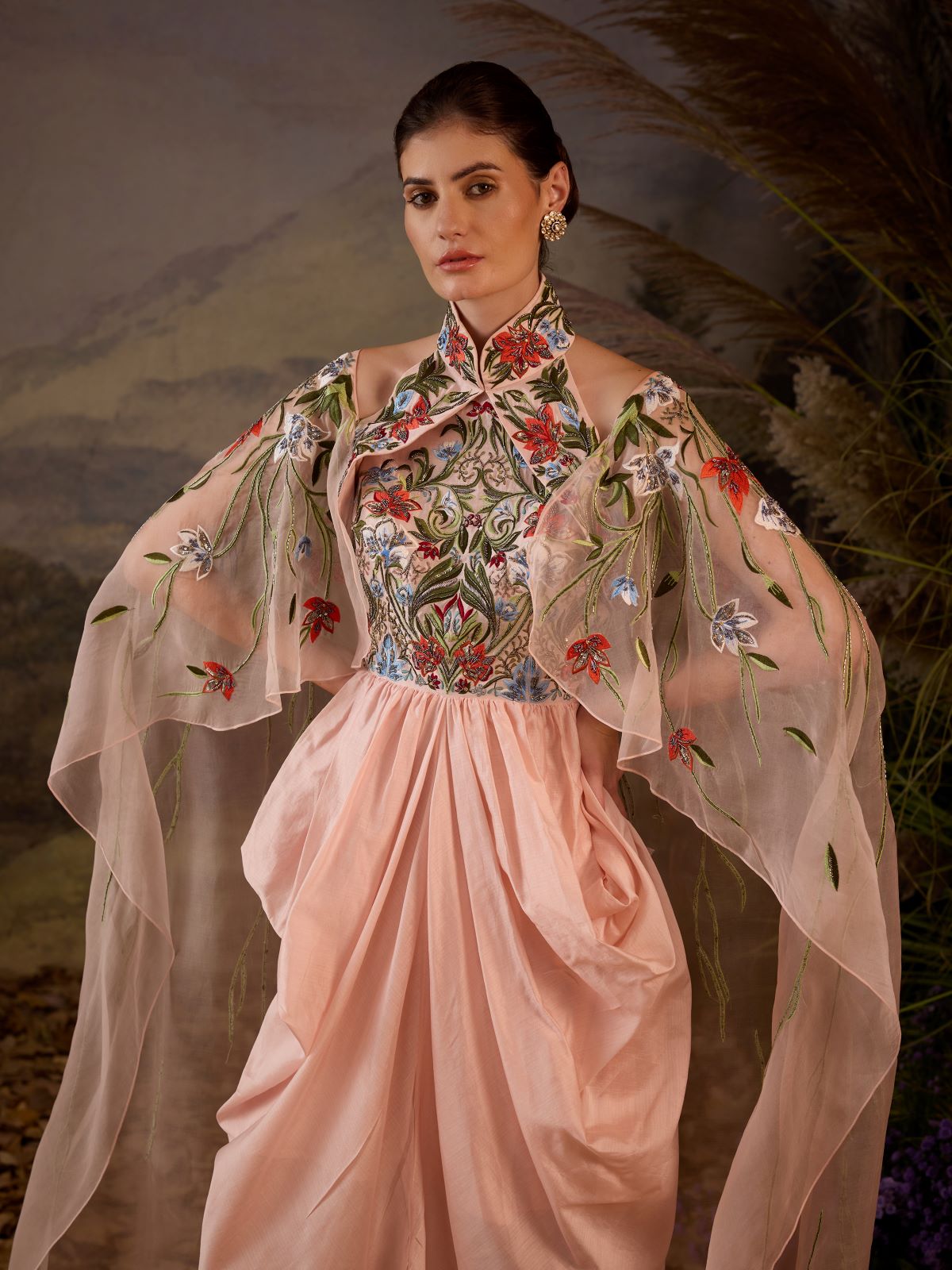 Blush Pink Embroidered Gown - samantchauhan Apparel & Accessories