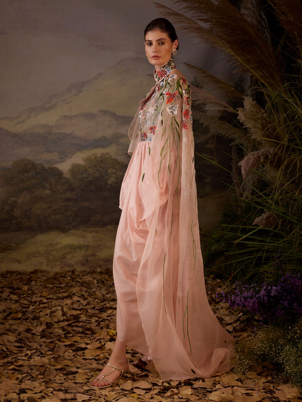 Blush Pink Embroidered Gown - samantchauhan Apparel & Accessories