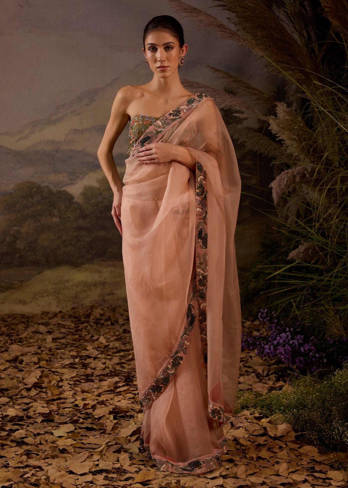 Blush Pink Embroidered Organza Saree - samantchauhan Apparel & Accessories