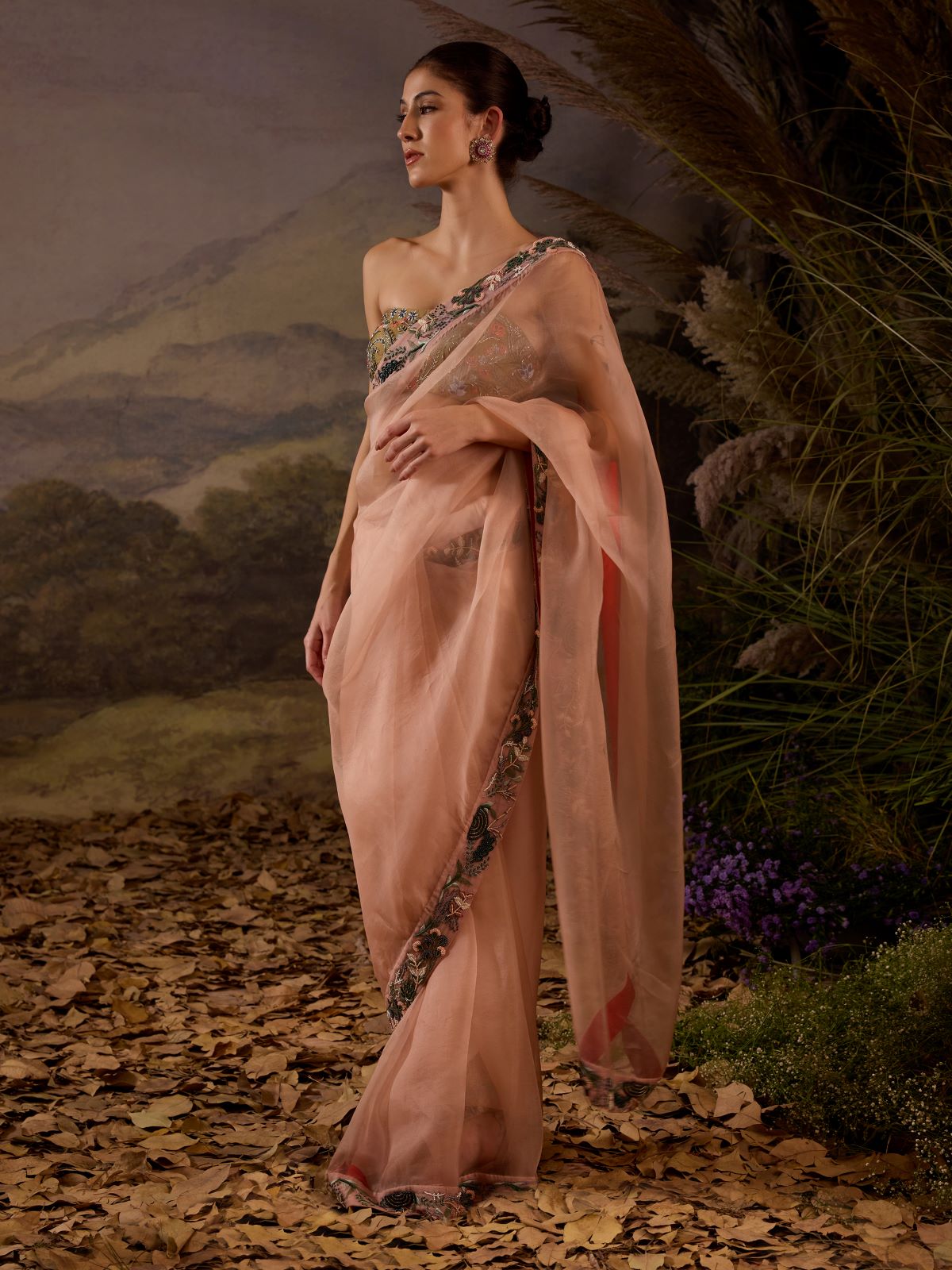 Blush Pink Embroidered Organza Saree - samantchauhan Apparel & Accessories
