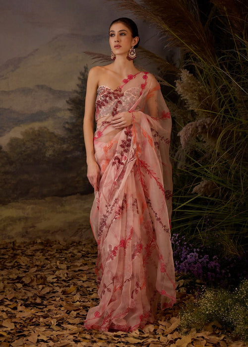 Blush Pink Embroidered Saree set - samantchauhan Apparel & Accessories