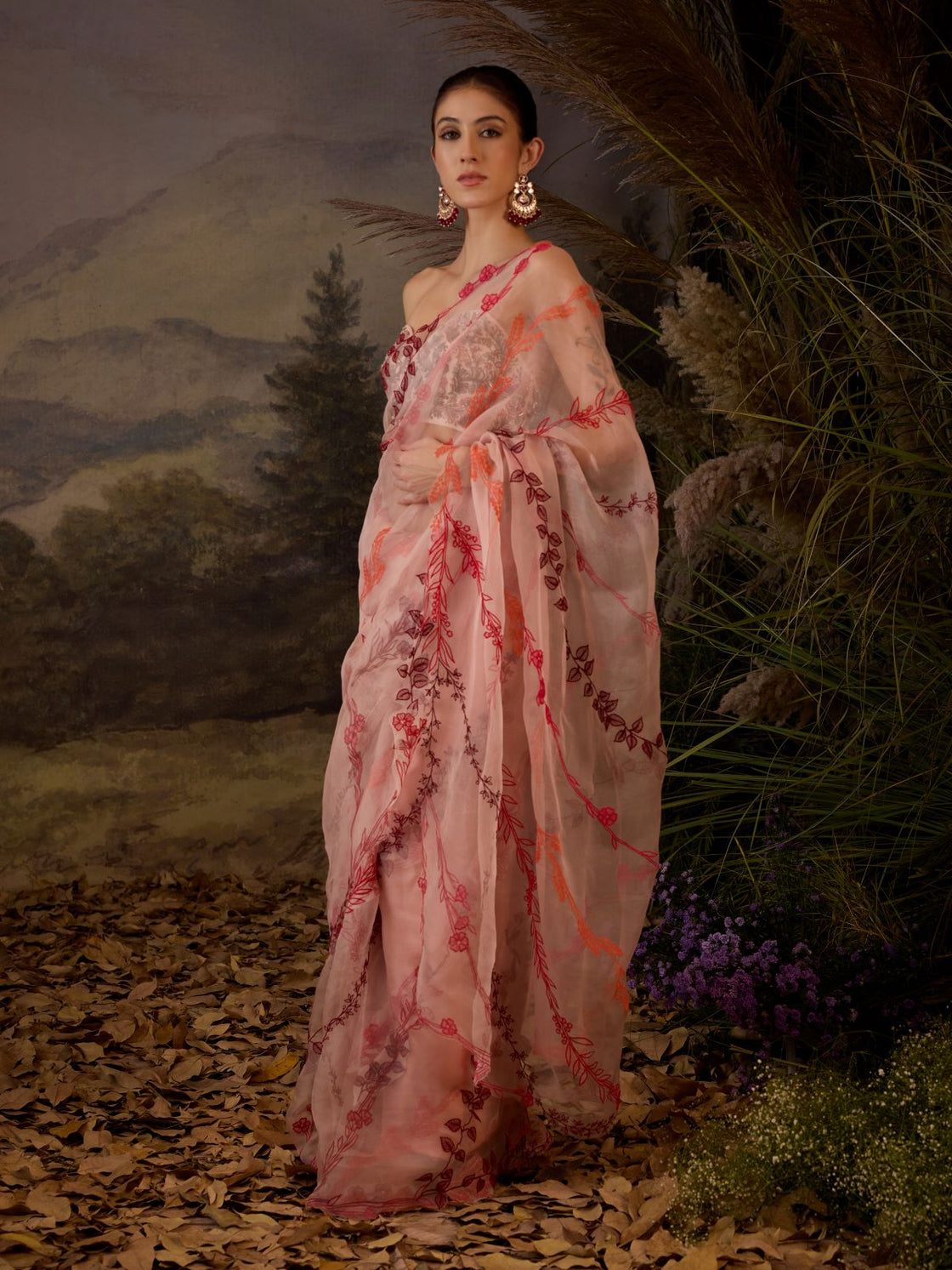 Blush Pink Embroidered Saree set - samantchauhan Apparel & Accessories