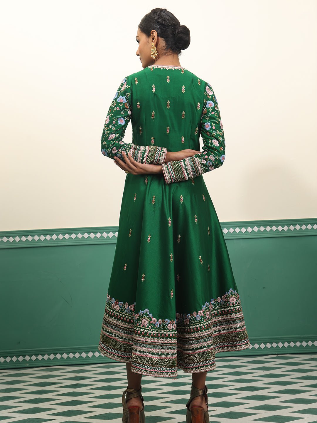Chanderi silk angrakha set featuring zardozi embroidery - samantchauhan Apparel &amp; Accessories