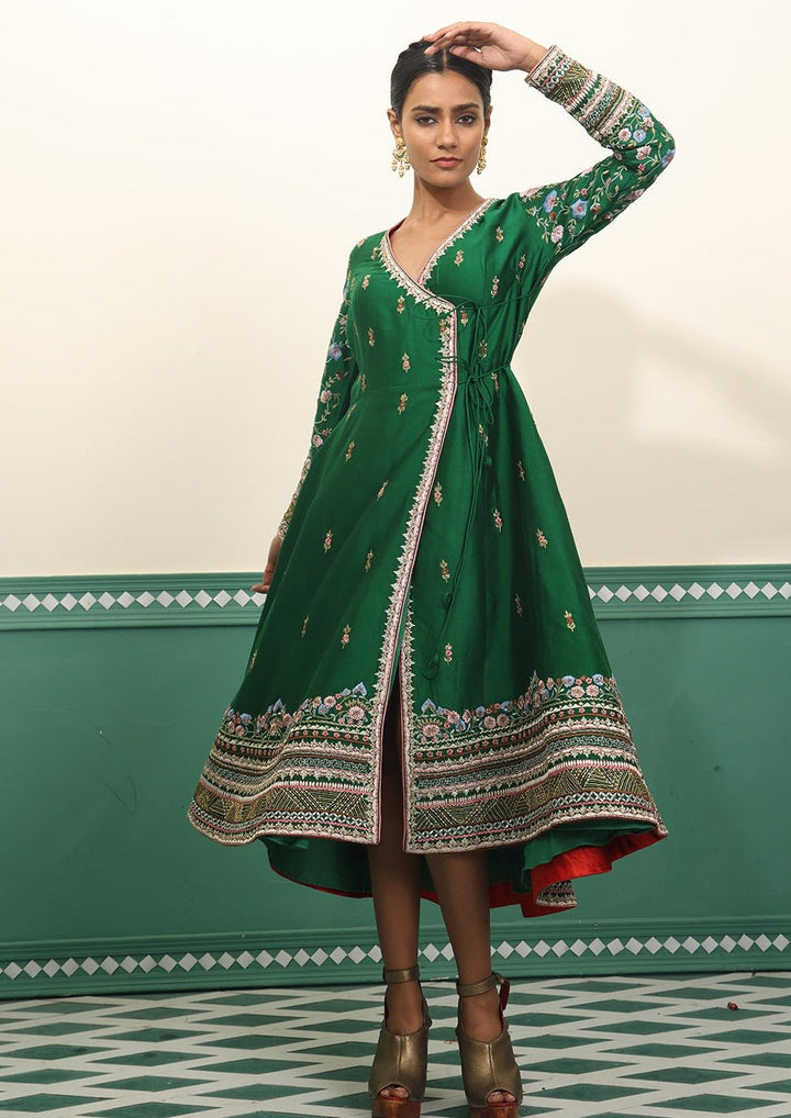 Chanderi silk angrakha set featuring zardozi embroidery - samantchauhan Apparel &amp; Accessories