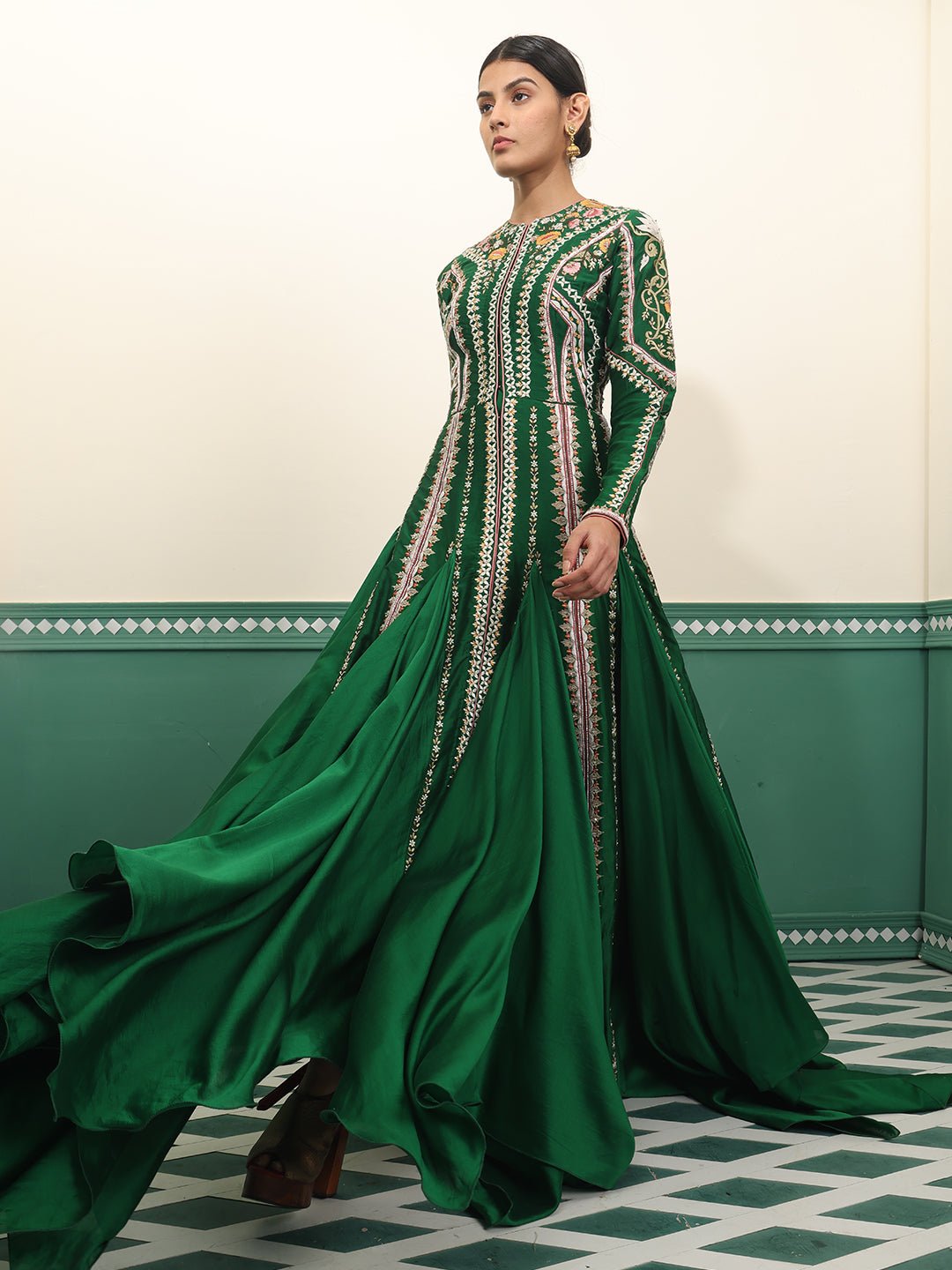 Chanderi silk godet flared dress - samantchauhan Apparel & Accessories
