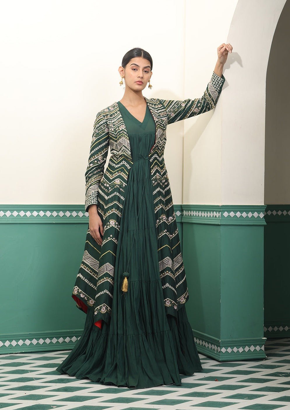 Chanderi silk jacket style dress - samantchauhan Apparel & Accessories