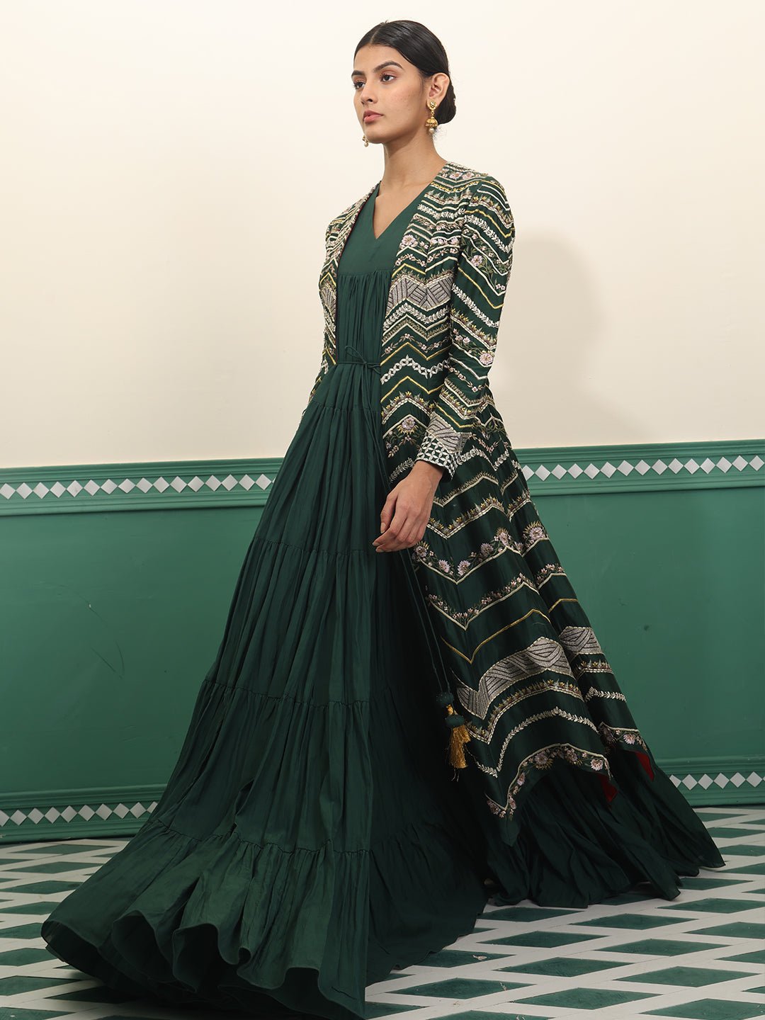 Chanderi silk jacket style dress - samantchauhan Apparel & Accessories