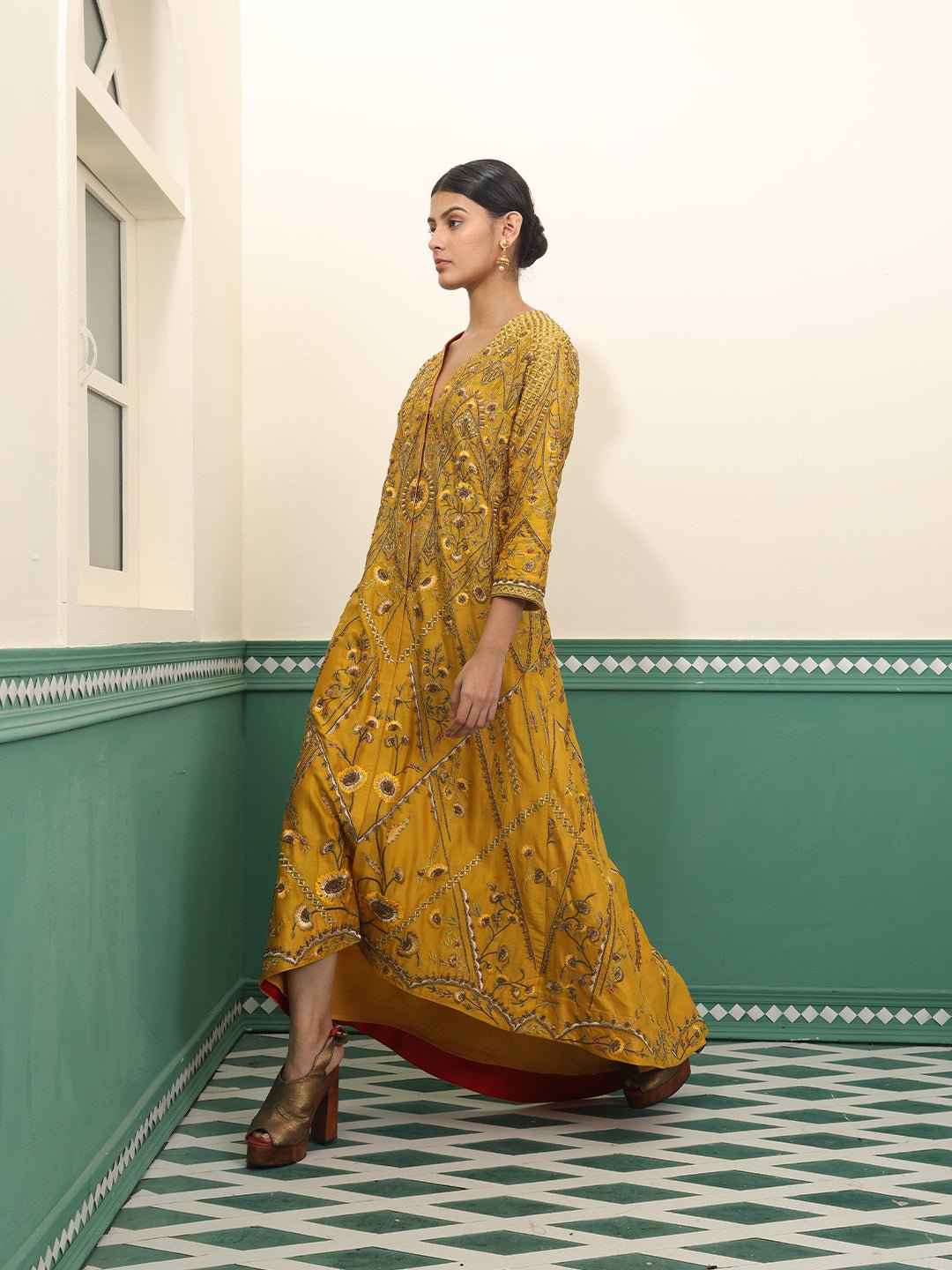 Chanderi silk kurta with high low hemline - samantchauhan Apparel & Accessories