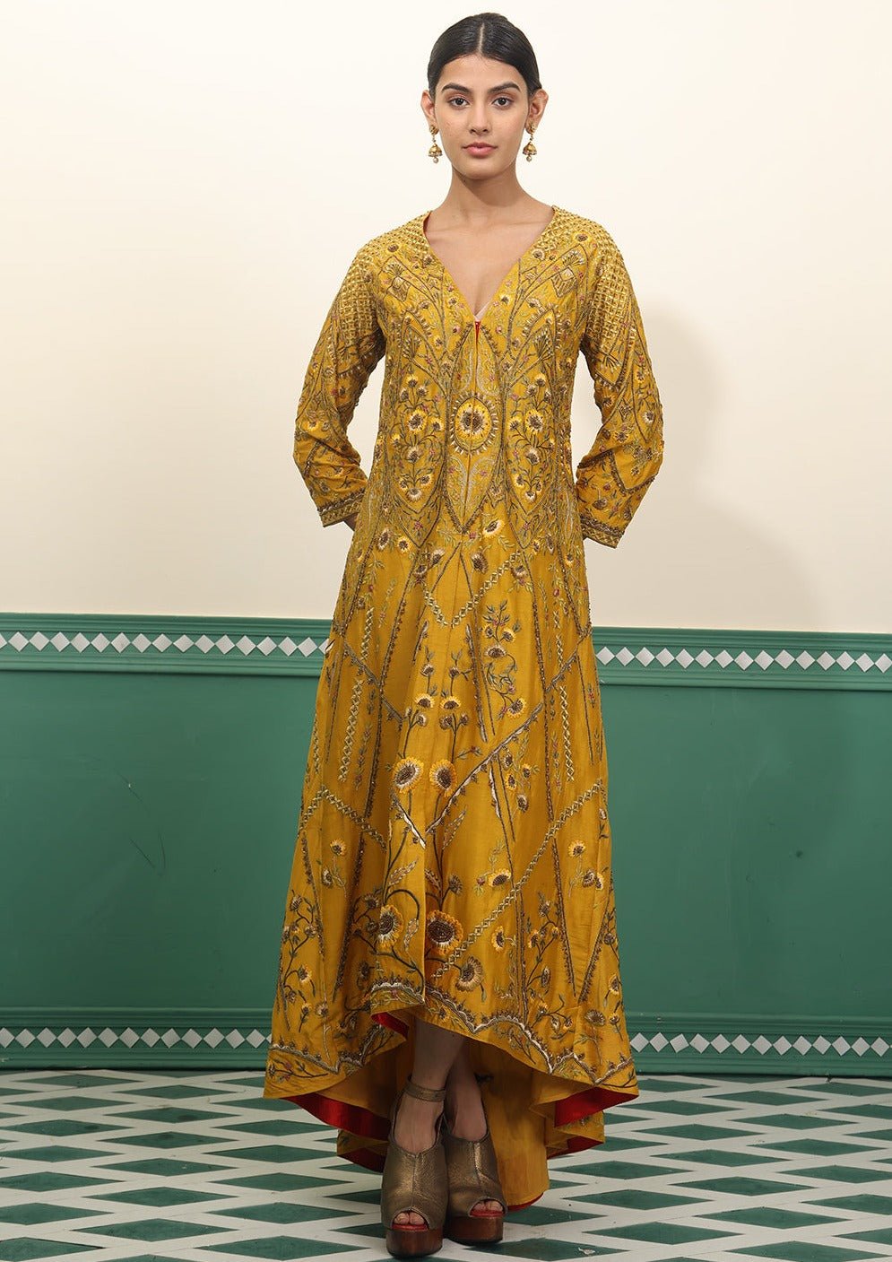 Chanderi silk kurta with high low hemline - samantchauhan Apparel & Accessories