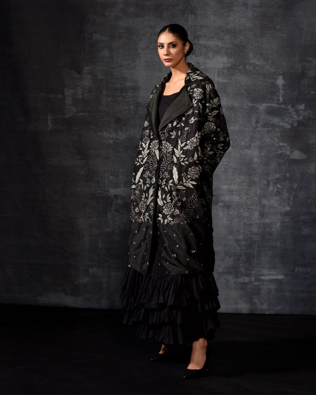 Chic Embroidered Longline Jacket - samantchauhan Apparel & Accessories