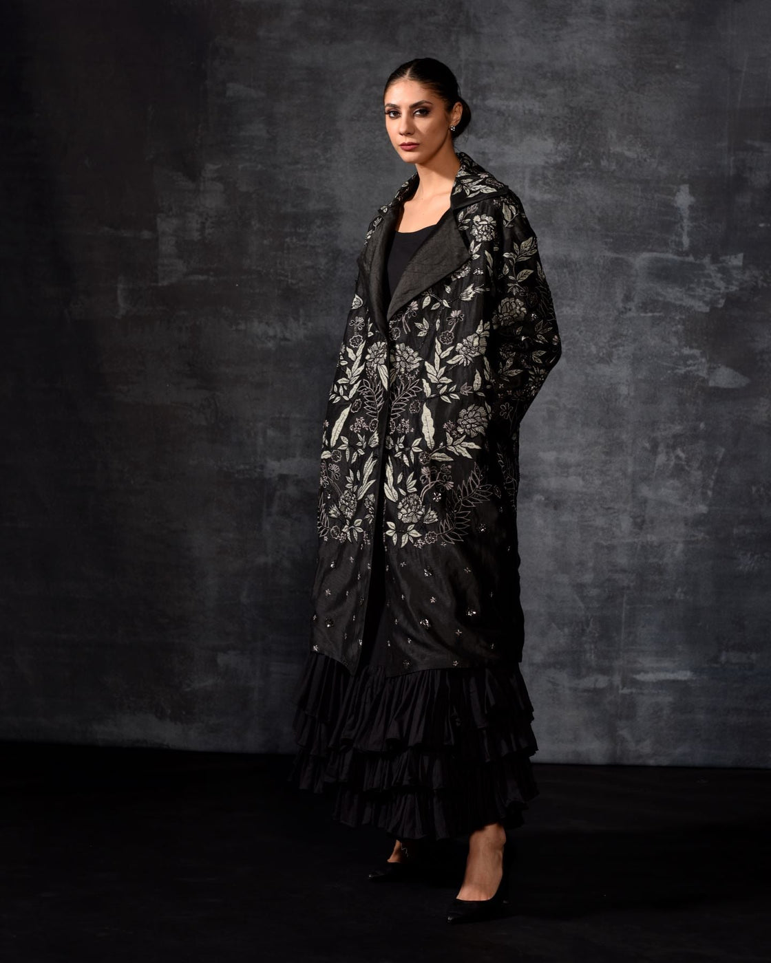 Chic Embroidered Longline Jacket - samantchauhan Apparel & Accessories
