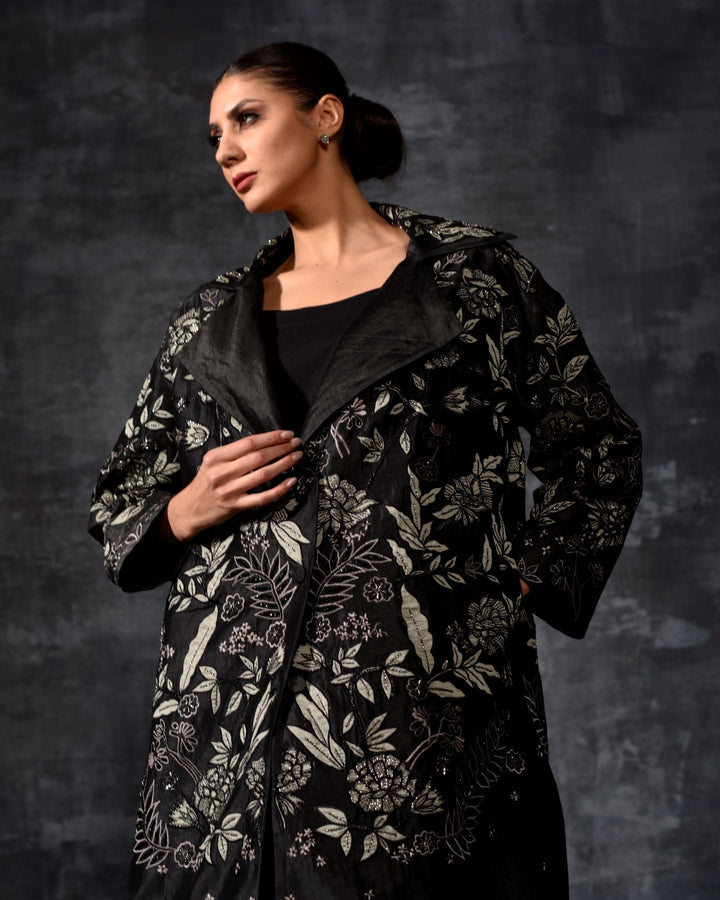 Chic Embroidered Longline Jacket - samantchauhan Apparel &amp; Accessories
