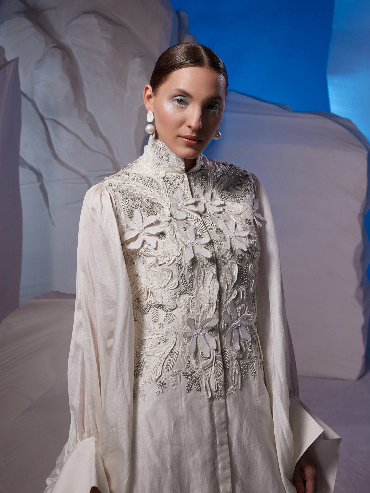 Chic ivory cotton silk kaftan - samantchauhan Apparel & Accessories