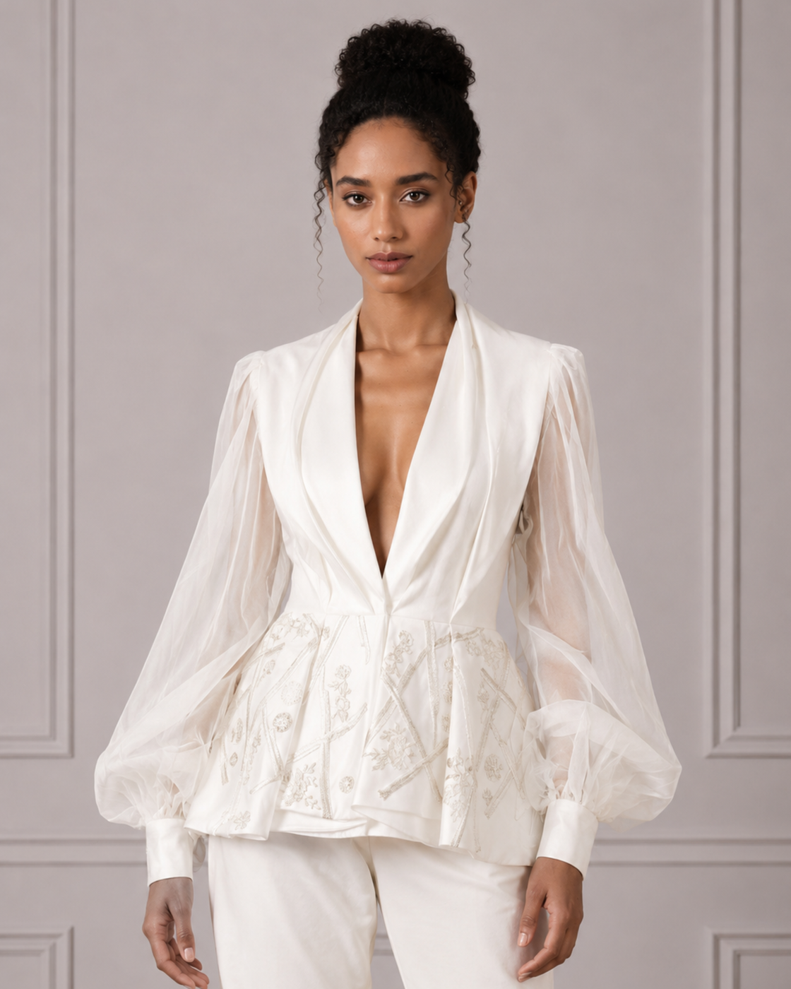 Splurging neckline top with pants