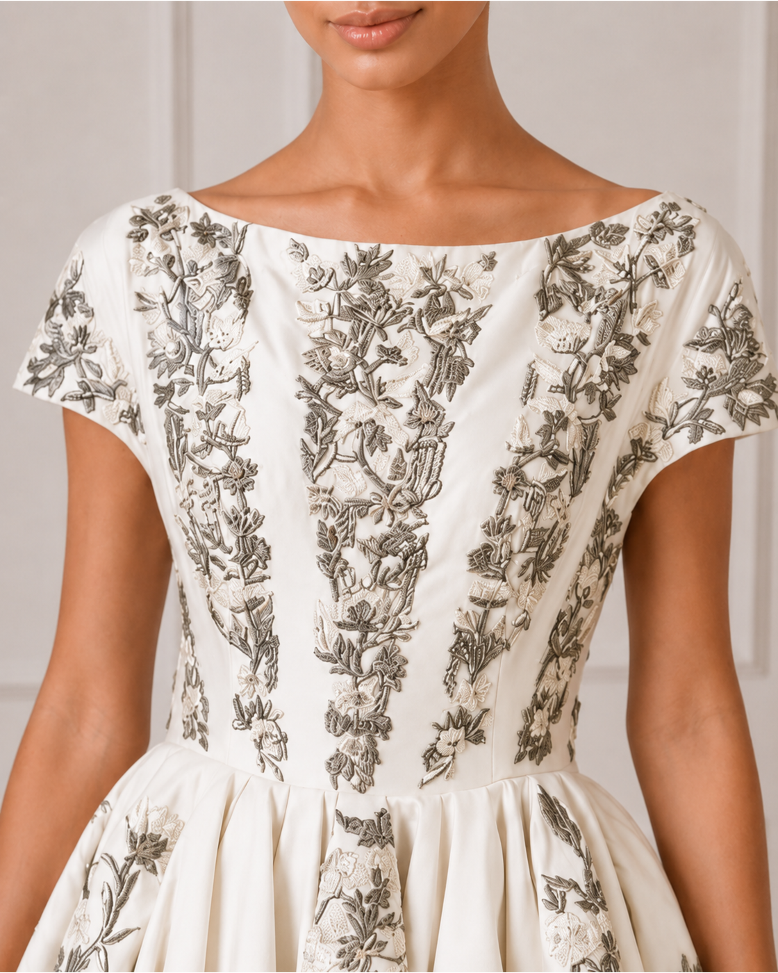 Asymmetrical pleated gown