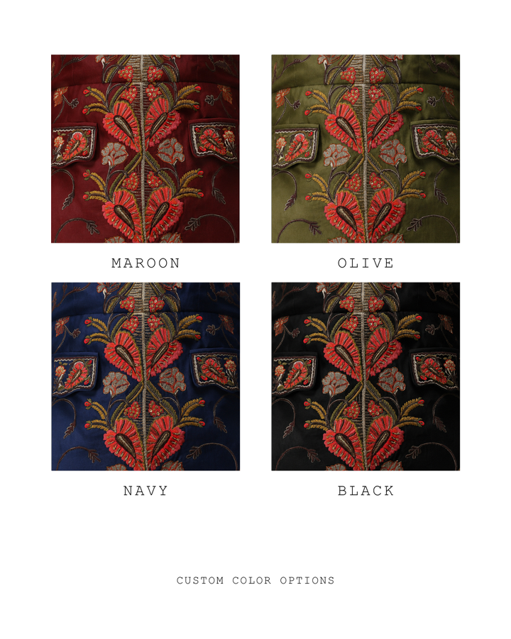 Front-Opening Embroidered Jacket Gown