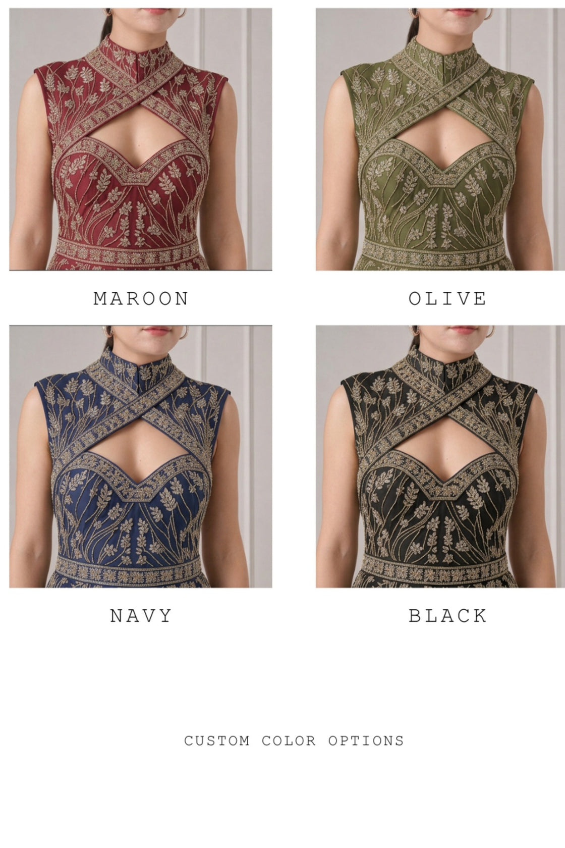 Ivory Metallic  Embroidered A-Line  Dress