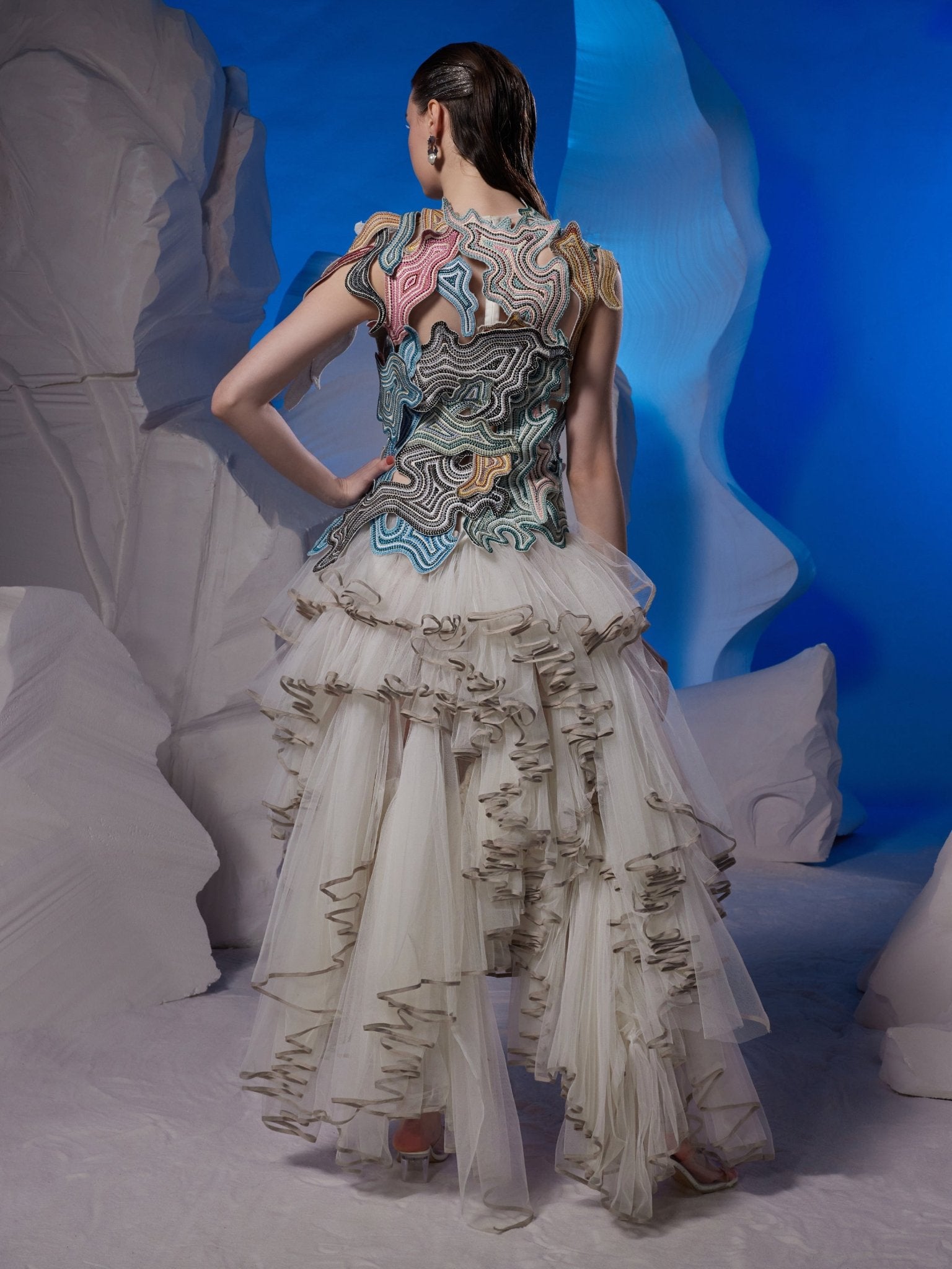 Cotton silk dress with cut - out embroidery at the yoke - samantchauhan Apparel & Accessories