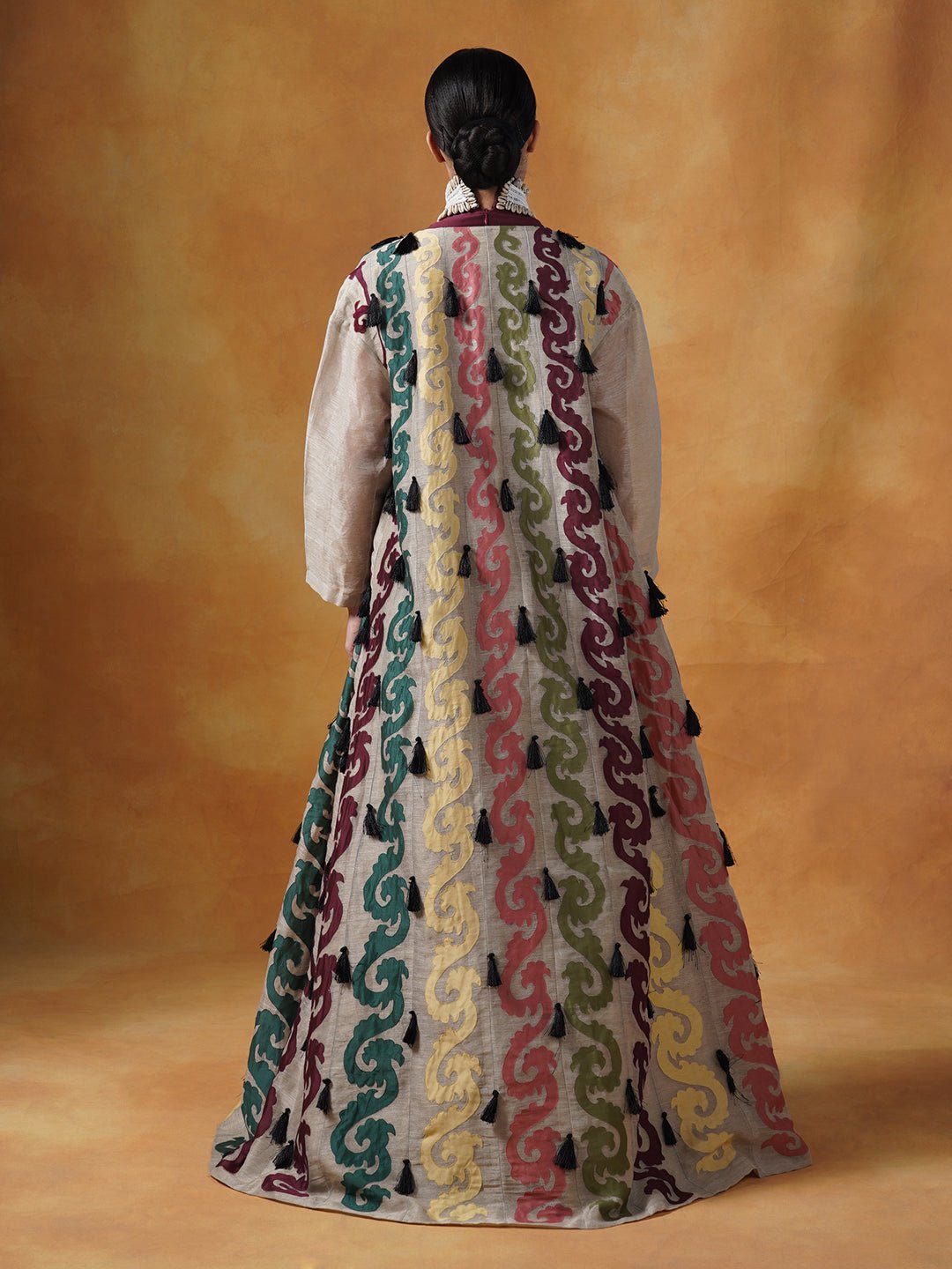 Cotton silk embellished gown topped with a linen silk jacket - samantchauhan Apparel & Accessories