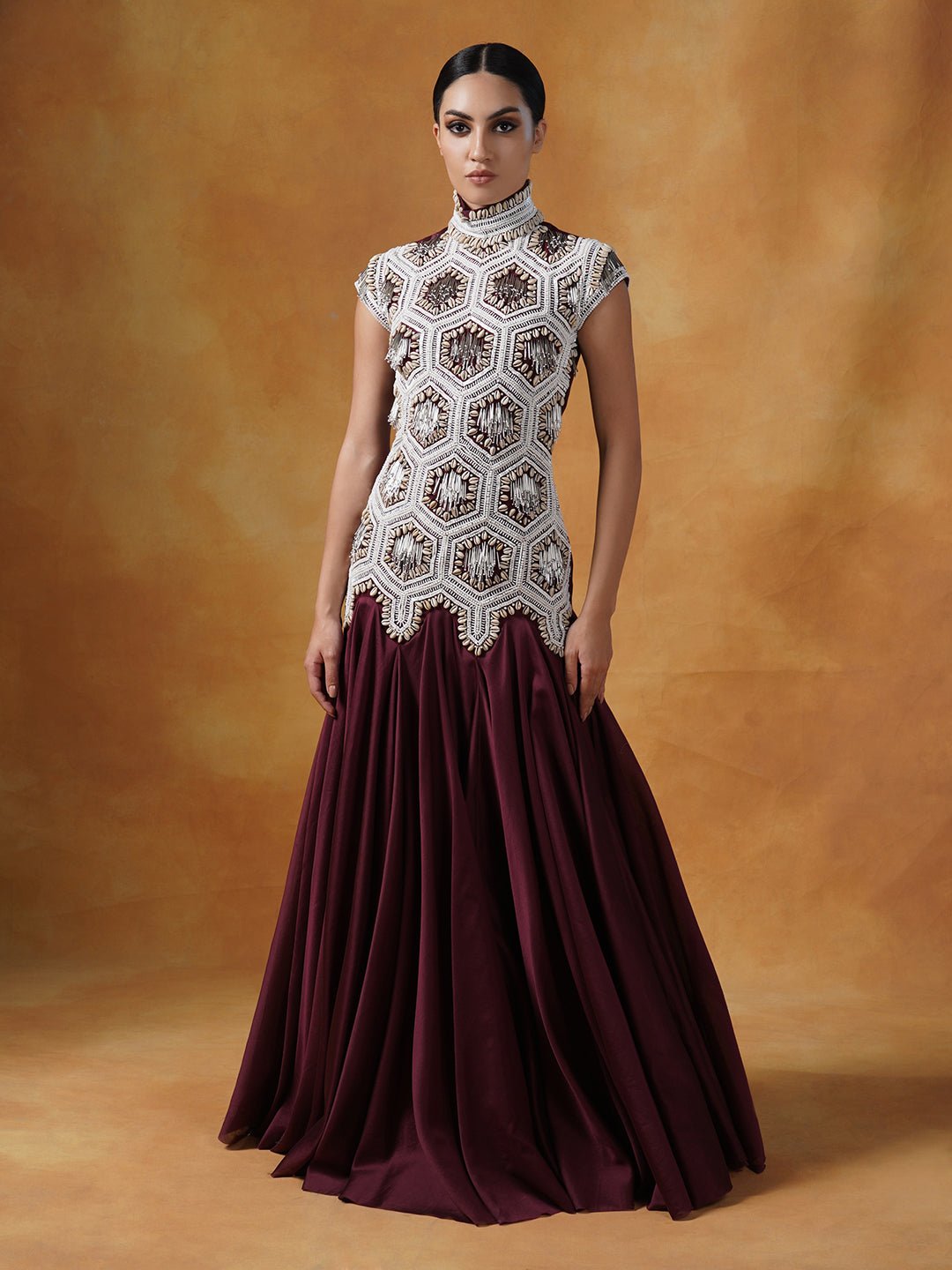 Cotton silk embellished gown topped with a linen silk jacket - samantchauhan Apparel & Accessories