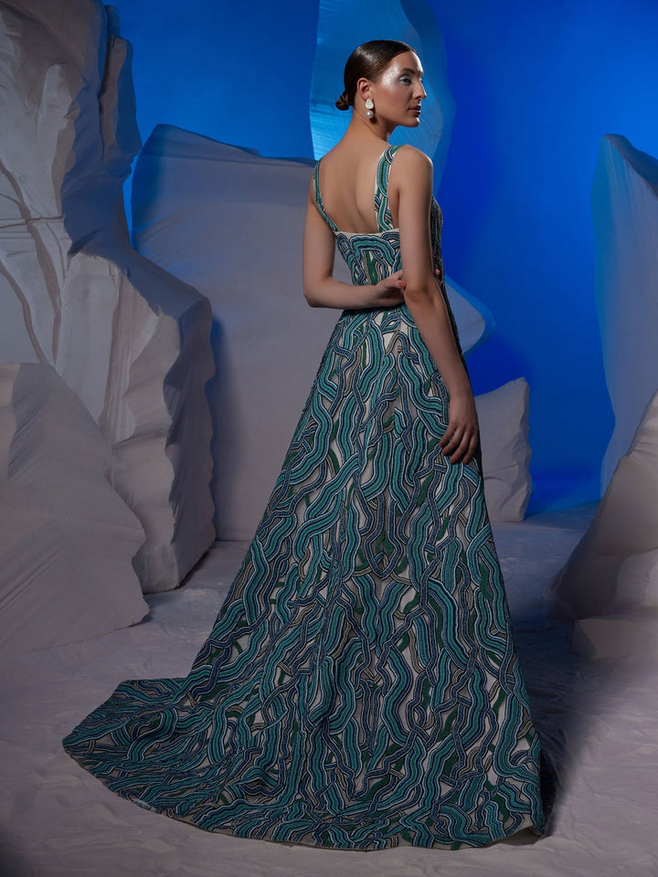 Cotton silk gown with a strap neckline - samantchauhan Apparel &amp; Accessories