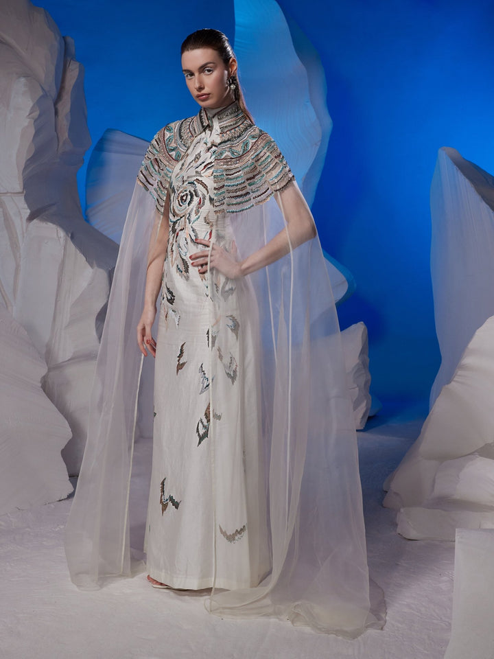 Cotton silk high - neck fitted dress - samantchauhan Apparel &amp; Accessories
