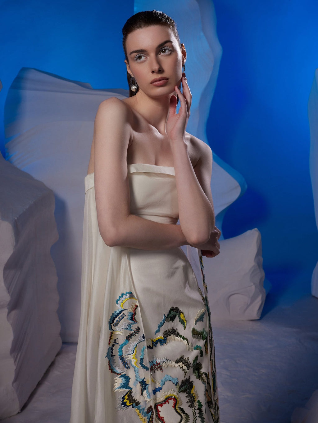 Cotton silk off - shoulder gown - samantchauhan Apparel & Accessories