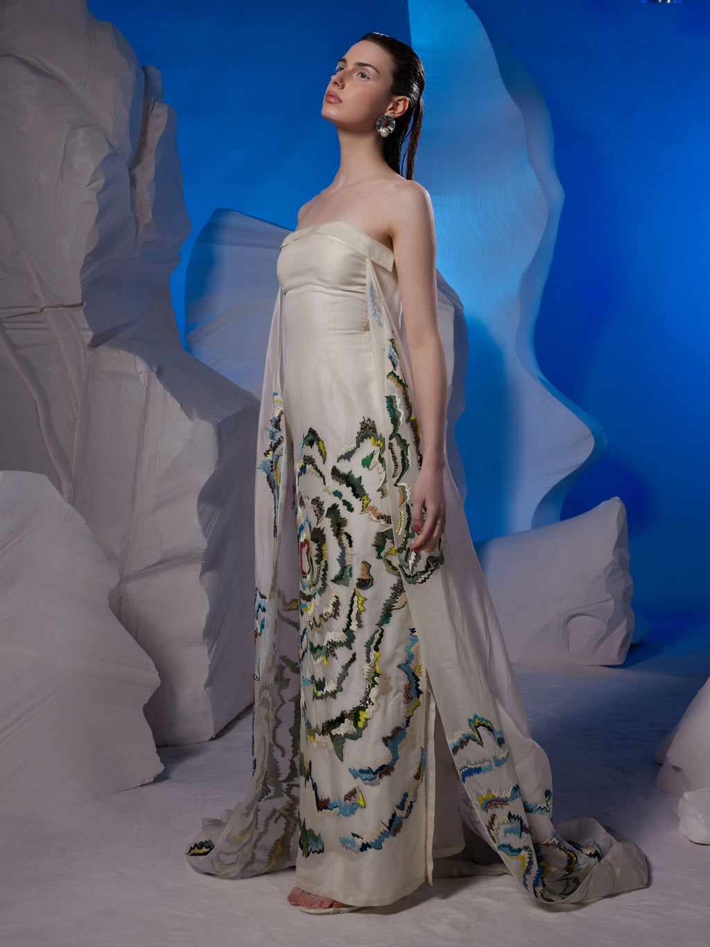 Cotton silk off - shoulder gown - samantchauhan Apparel & Accessories