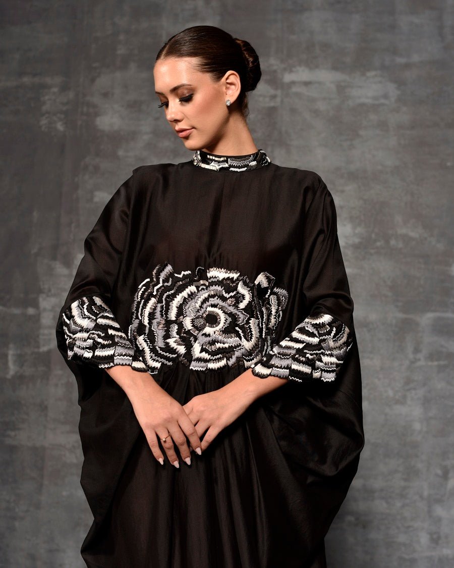Cowl dress adorned with vibrant embroidery - samantchauhan Apparel & Accessories