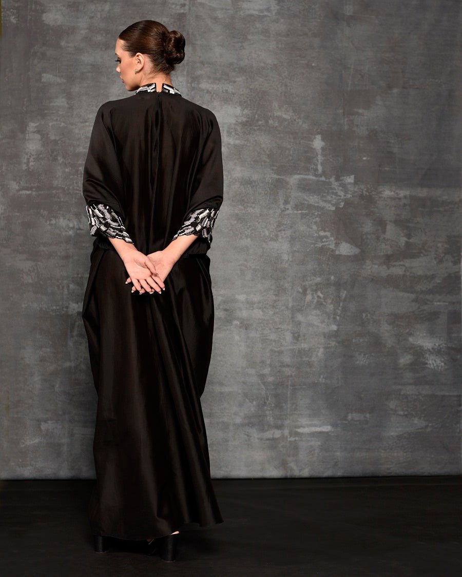 Cowl dress adorned with vibrant embroidery - samantchauhan Apparel & Accessories