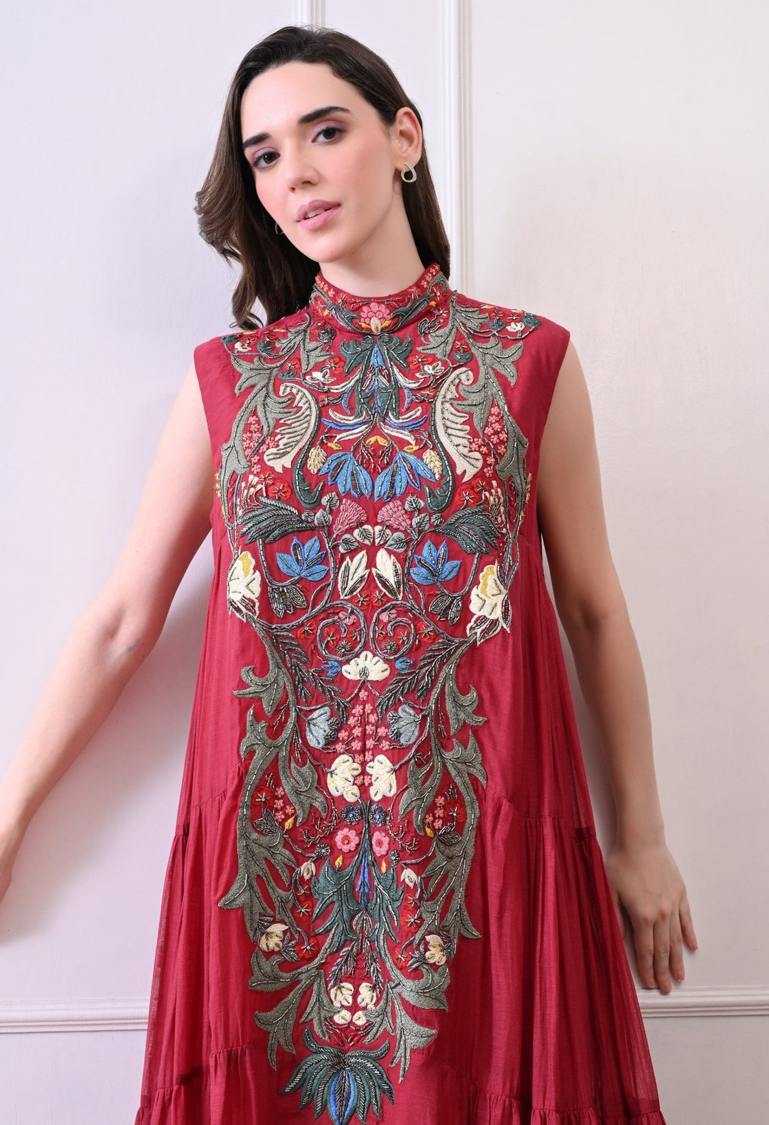 Crimson Bloom Grace Anarkali - samantchauhan Apparel & Accessories