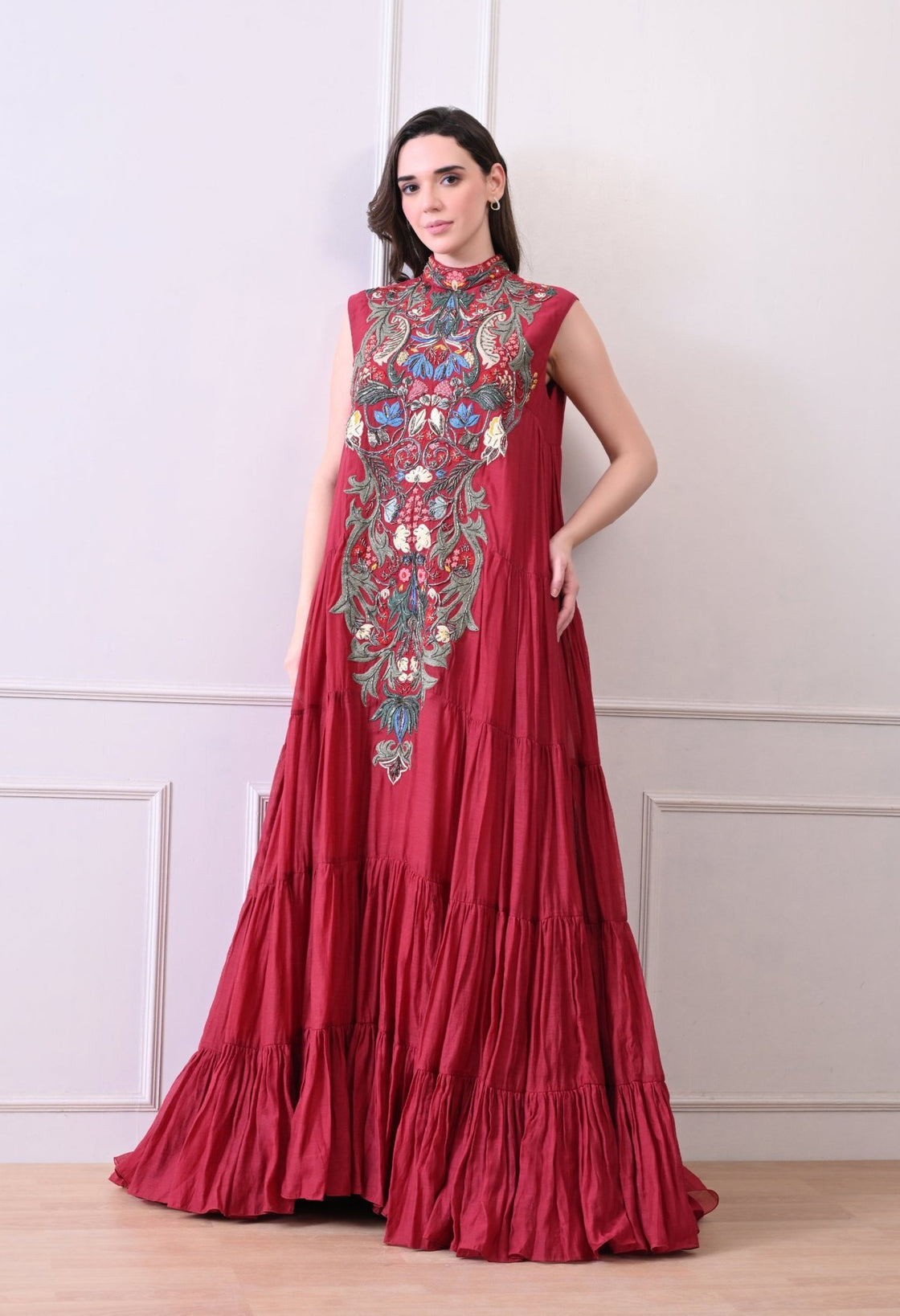 Crimson Bloom Grace Anarkali - samantchauhan Apparel & Accessories